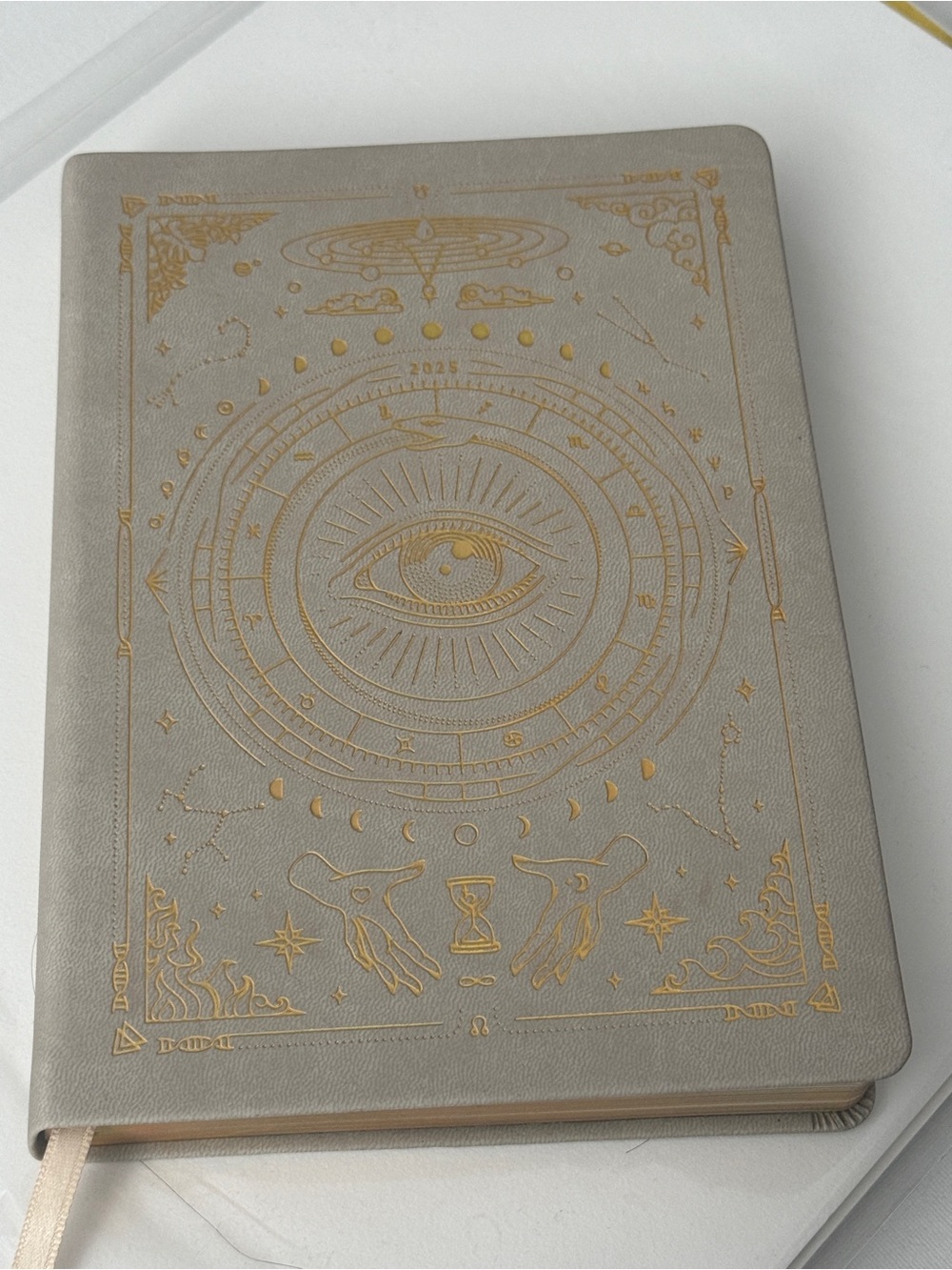 Gray Embossed Eye Journal with Gold Foil Detail. 2025 journal never used.